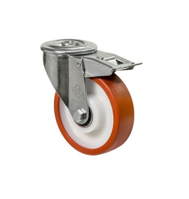 Колесо поворотное с отверстием и тормозом "Norma"