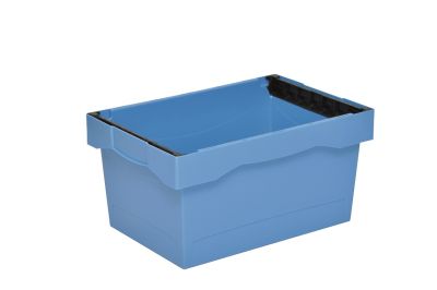 Пластиковый трапециевидный контейнер 600х400х300 мм с планкой