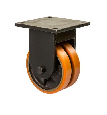 Колесо сдвоенное на усиленной неповоротной опоре с крепежной панелью