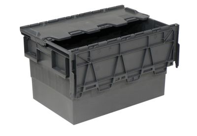 Пластиковый трапециевидный контейнер 600х400х370 мм с крышкой 