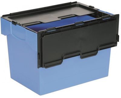 Пластиковый трапециевидный контейнер 600х400х415 мм с крышкой 