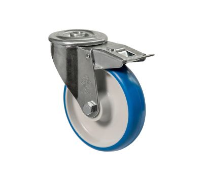 Колесо поворотное с отверстием и тормозом