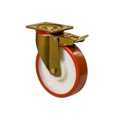 Колесо усиленное поворотное с площадкой и тормозом "Medium Top"