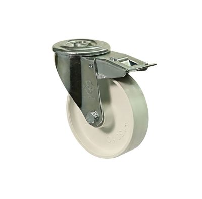 Колесо с поворотной опорой, отверстием и тормозом