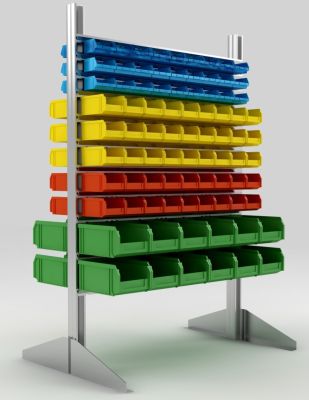 Стеллаж для пластиковых ящиков h=1500 мм двусторонний