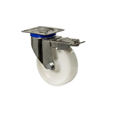 Колесо поворотное с площадкой и тормозом из нержавейки