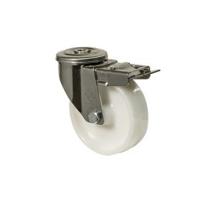 Колесо поворотное с отверстием и тормозом из нержавеющей стали