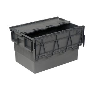 Пластиковый трапециевидный контейнер 600х400х370 мм с крышкой 